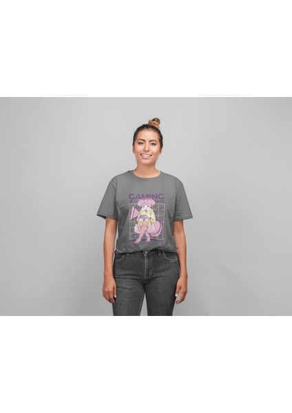 Zuno Kadın Comfort Fit Gamıng Tıme Baskılı T-Shirt