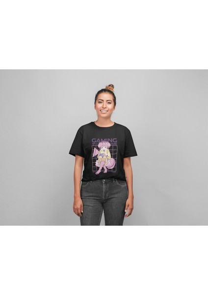 Zuno Kadın Comfort Fit Gamıng Tıme Baskılı T-Shirt