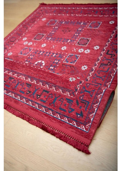 Semerkand SN03 Kırmızı Tozumaz Etnik Eskitme Afgan Türkmen Kilim Desen Halı Üst Kalite fiyatları