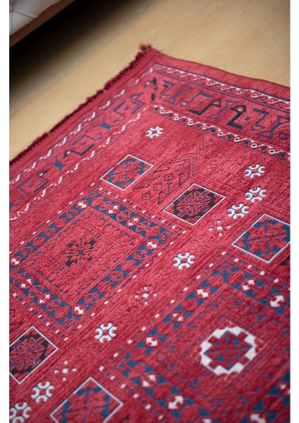 Semerkand SN03 Kırmızı Tozumaz Etnik Eskitme Afgan Türkmen Kilim Desen Halı Üst Kalite fırsatları