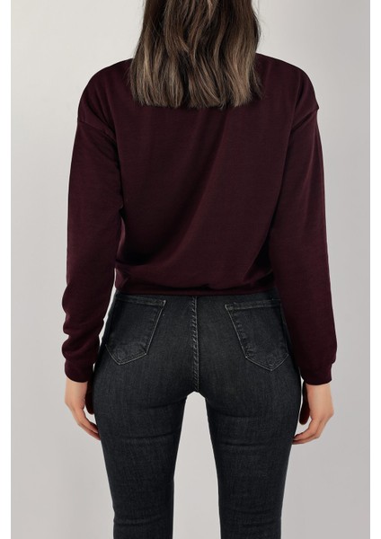 Baskılı Crop Sweat Mor - 0135.159.