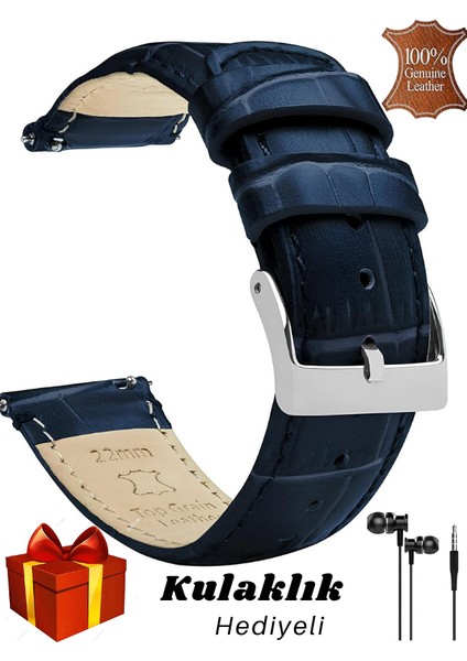 22MM Saat Uyumlu Crocodil Baskılı Hakiki Deri Saat Kordonu Kayışı Akıllı Pimli 46MM