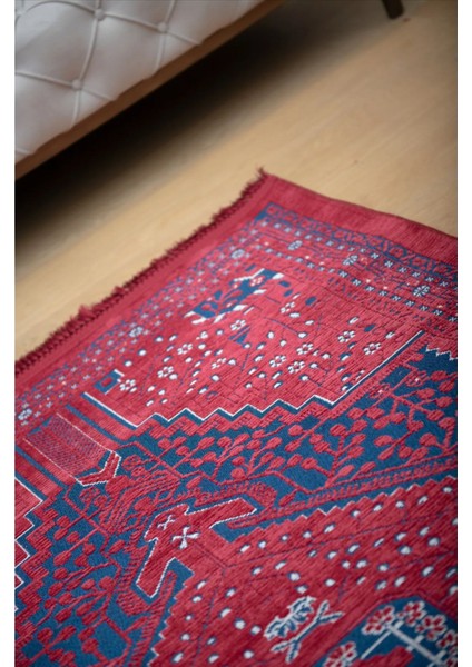 Semerkand SN02 Kırmızı Bordo Tozumaz Etnik Eskitme Türkmen Kilim Desen Halı Üst Kalite fırsatları
