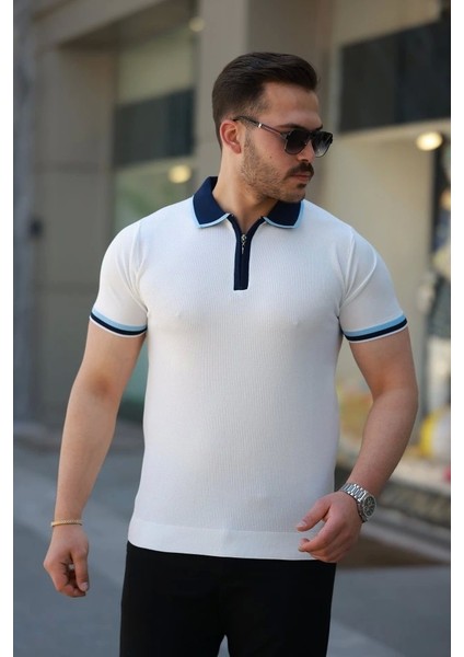 Erkek Renkli Yaka Kısa Kollu Tişört