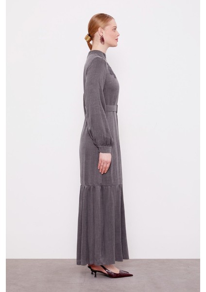 Antrasit Omuz Nakış Detaylı Cupra Elbise modelleri