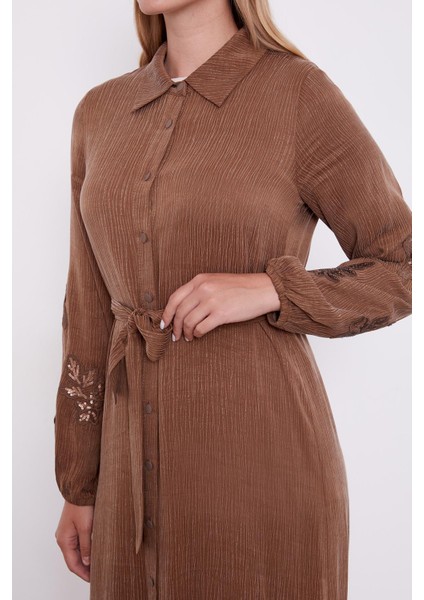 Kahve Taş Işleme Detaylı Cupra Elbise indirimleri