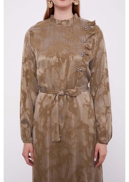 Haki Fırfır Detaylı Cupra Elbise indirimleri