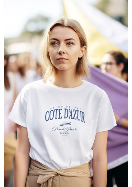 Zuno Kadın Comfort Fit Cote Dazur Baskılı T-Shirt