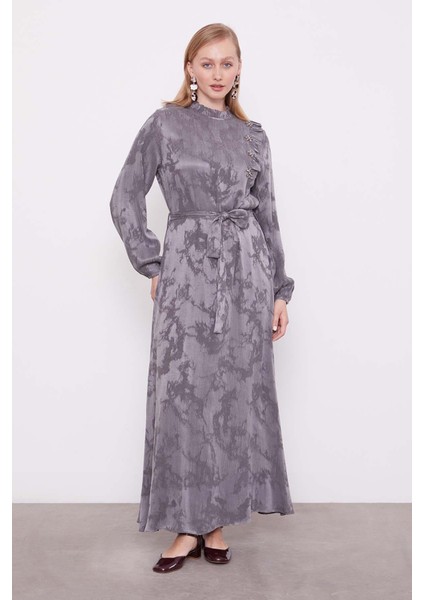 Antrasit Fırfır Detaylı Cupra Elbise fiyatları