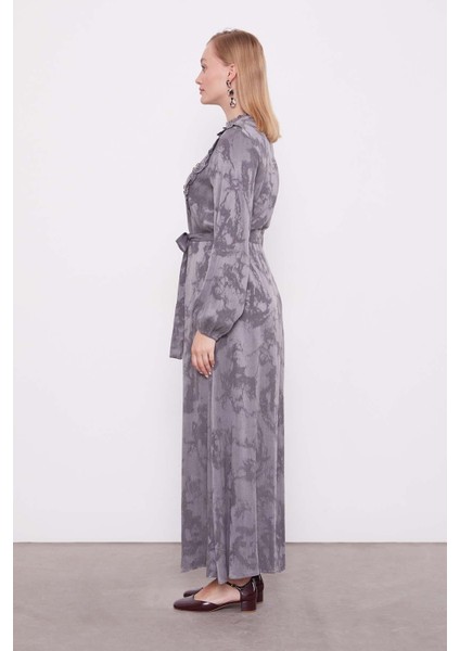 Antrasit Fırfır Detaylı Cupra Elbise modelleri