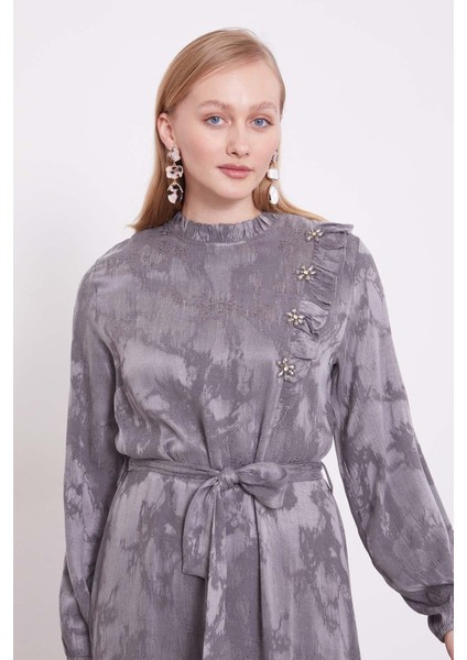 Antrasit Fırfır Detaylı Cupra Elbise indirimleri