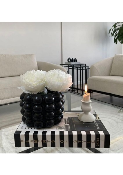 Dekoratif Siyah Renk Baloncuk Vazo , Bubble Vazo Bohem Tarz Vazo Hediyelik Eşya