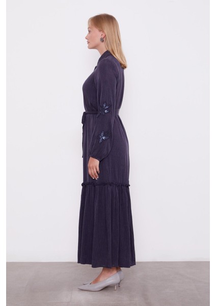 Lacivert Taş Işleme Detaylı Cupra Elbise modelleri