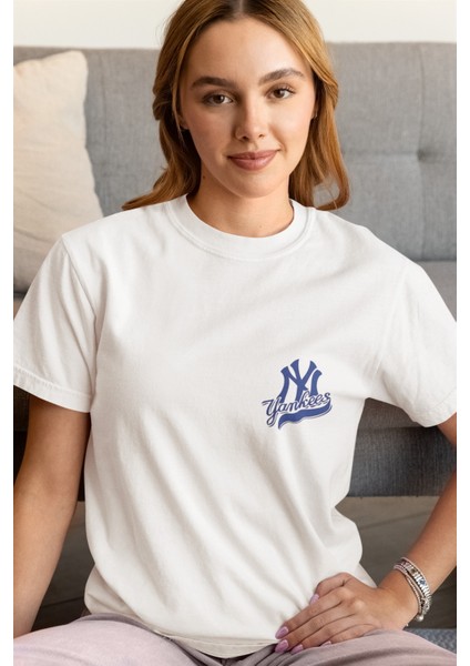 Zuno Kadın Comfort Fit Yankees Baskılı T-Shirt