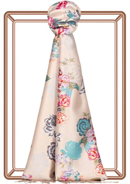 Vizon Yalı Bahçesi Desenli Ipek Şal