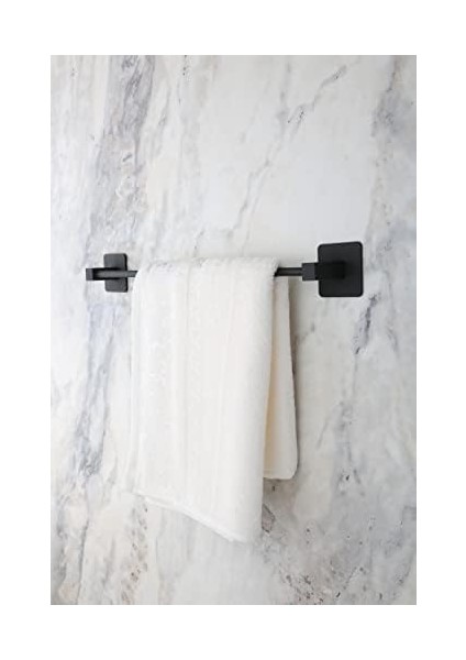 Banyo Yapışkanlı Siyah Kare Uzun Havluluk Havlu Askısı