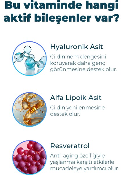 Vitamanner Glowing Skin Hyaluronic Acid, Glutatyon, Resveratrol, Coenzim Q10 Takviye Edici 60 Tablet fiyatları