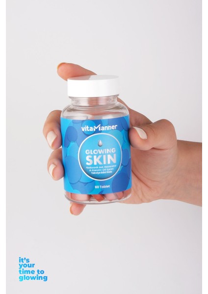 Vitamanner Glowing Skin Hyaluronic Acid, Glutatyon, Resveratrol, Coenzim Q10 Takviye Edici 60 Tablet