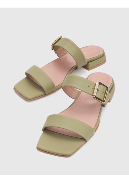 Eldoris Hakiki Deri Yeşil Kadın Terlik fiyatları