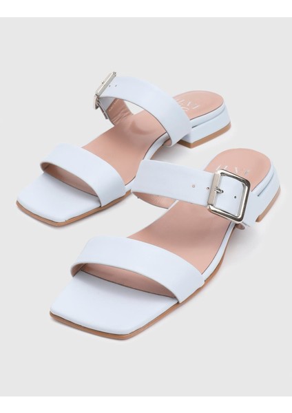 Eldoris Hakiki Deri Mavi Kadın Terlik fiyatları