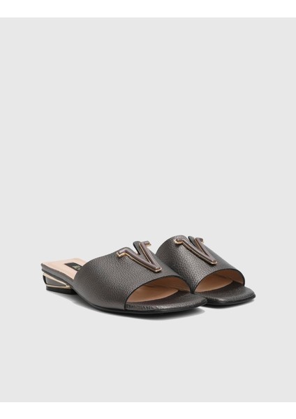 Egeria Floter Deri Gri Kadın Terlik