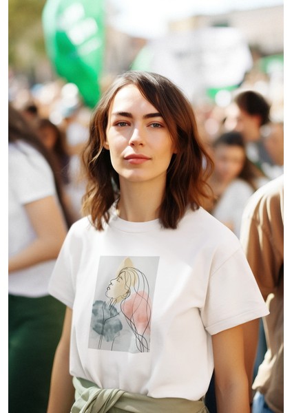Zuno Kadın Comfort Fit Woman Silhouette Baskılı T-Shirt