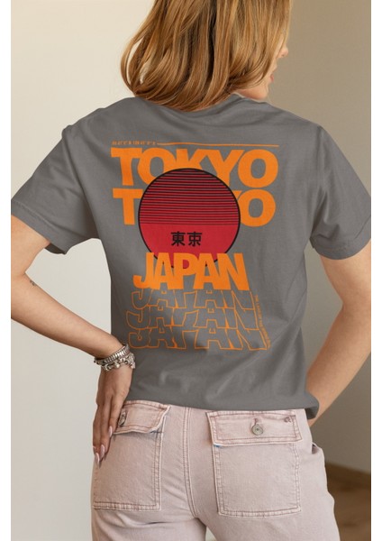 Zuno Kadın Comfort Fit Tokyo Japan Baskılı T-Shirt