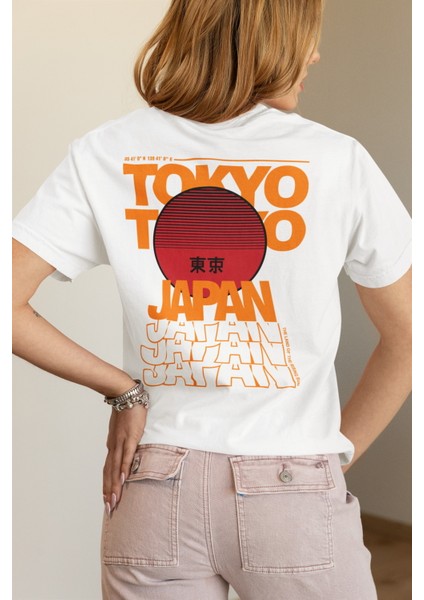 Zuno Kadın Comfort Fit Tokyo Japan Baskılı T-Shirt