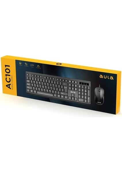 AC101 Kablolu Türkçe Q Klavye ve 1200 Dpi Optik Mouse Seti