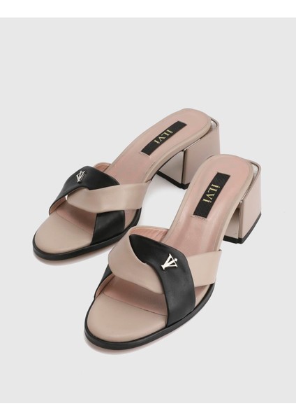 Aymila Hakiki Deri Vizon Kadın Topuklu Terlik fiyatları