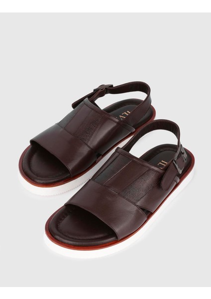 Hexham Hakiki Desenli Deri Kahverengi Erkek Sandalet fiyatları