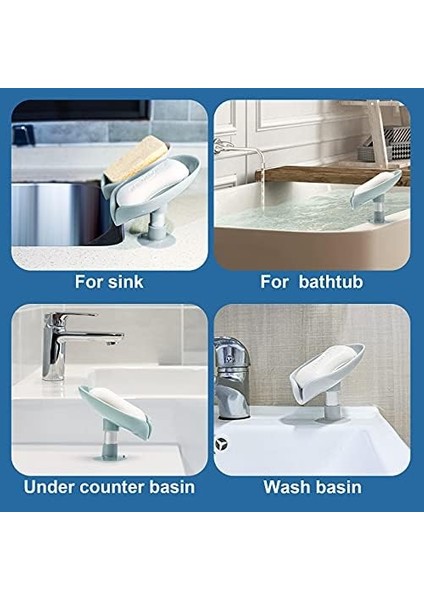 2 Paket Sabunluk Yaprak Şeklinde Kendinden Drenajlı Sabunluk Tutucu, Delikli Kolay Temizlenen Bar Sabunluk, Vantuzlu Sabunluk Duş, Banyo, Mutfak Lavabosu Için Uygun (Gri + Yeşil) fiyatları
