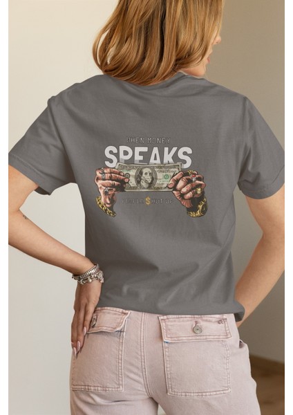 Zuno Kadın Comfort Fit Speaks Money Baskılı T-Shirt