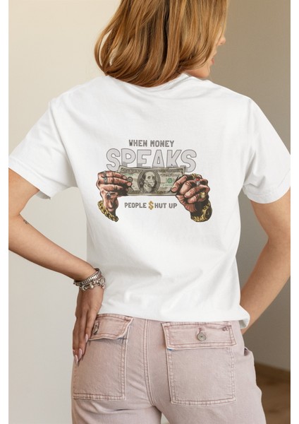 Zuno Kadın Comfort Fit Speaks Money Baskılı T-Shirt