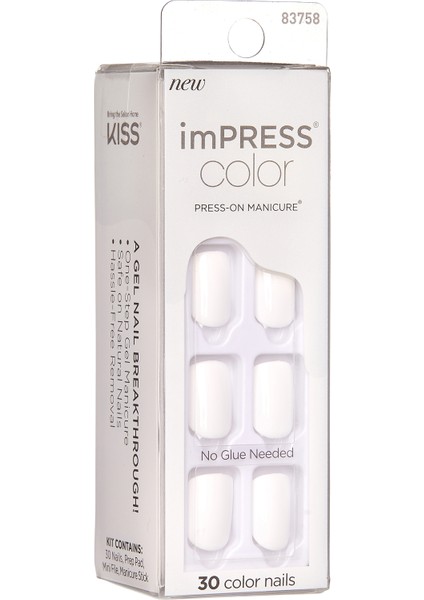 Color Kendinden Yapışkanlı Takma Tırnak Kısa Beyaz