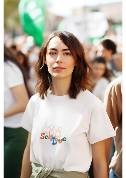 Zuno Kadın Comfort Fit Selflove Baskılı T-Shirt