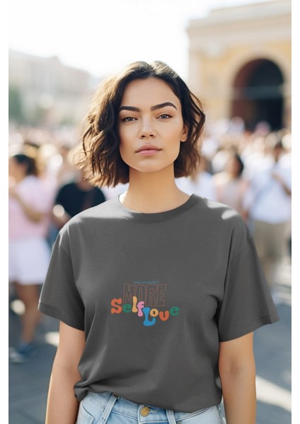 Zuno Kadın Comfort Fit Selflove Baskılı T-Shirt
