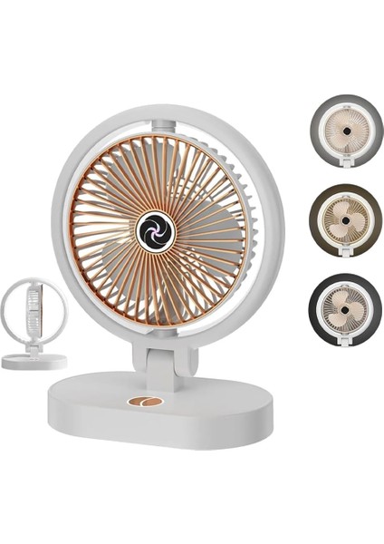 Masaüstü Vantilatör, 3 Renk Işıklı, 4 Hız Kademesi, Ayarlanabilir 90° Dönüş, Sessiz Fan