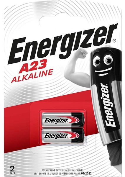 A23/E23A Alkaline 2&apos;li Pil, Krom/siyah/kırmızı