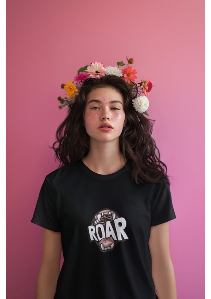 Zuno Kadın Comfort Fit Roar Regret Baskılı T-Shirt