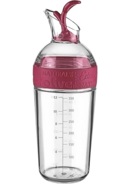 Sızdırmaz Yağdanlık Sosluk Sirke Şişesi 350ML Dekoratif Renkli Ayçiçek Yağı Sıvı Yağ Cam Yağlık Damlatmaz Kapaklı Estetik (Kırmızı)