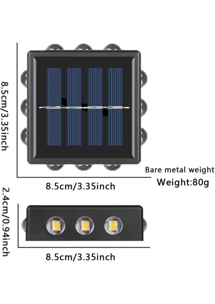 12 LED Solar Güneş Enerjili Bahçe Aydınlatma Gün Işığı Aplik LED Işık Işıldak Lamba Fener Süs Balkon Dekorasyonu Kamp Peyzaj Teras Avlu Havuz Veranda Su Geçirmez Duvar ve Zemine Uygun Otomatik On/off