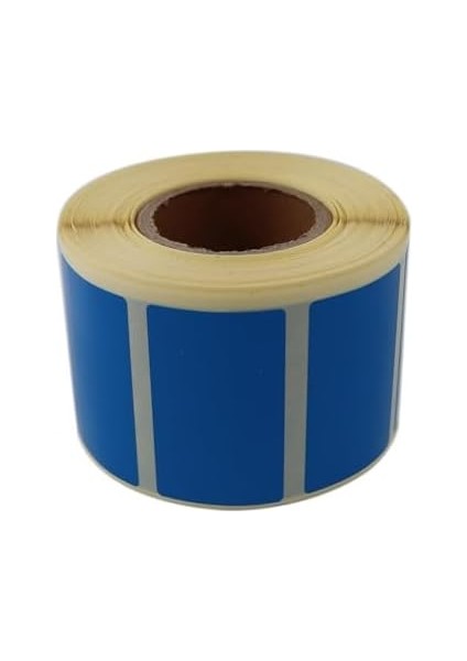 Etiketler , Hazır Al Hızlı Al Kuşe Renk Baskılı Etiket 50MM x 30MM Ölçülerinde 1000 Adet 40MM Kuka Çapında Kendinden Yapışkanlı Rulo Etiket (Mavi)