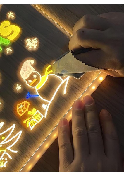 Js-01 Akrilik Lüminesan Işıklı Yazı Tablet | LED Aydınlatmalı | 20X30 cm | USB Bağlantılı | Neon Kalemli | Silinebilir Not Panosu | Ofis Ev Kafe Dekor modelleri
