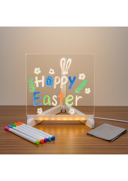 Js-01 Akrilik Lüminesan Işıklı Yazı Tablet | LED Aydınlatmalı | 20X30 cm | USB Bağlantılı | Neon Kalemli | Silinebilir Not Panosu | Ofis Ev Kafe Dekor fırsatları
