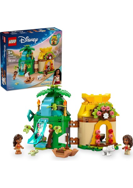 ǀ Princess Moana’nın Ada Eğlencesi 43260, 5 Yaş ve Üzeri Kız ve Erkek Çocukları Için Yaratıcı Oyuncak Yapım Seti, 2 Mini Bebek Figürü ve Ev (175 Parça)