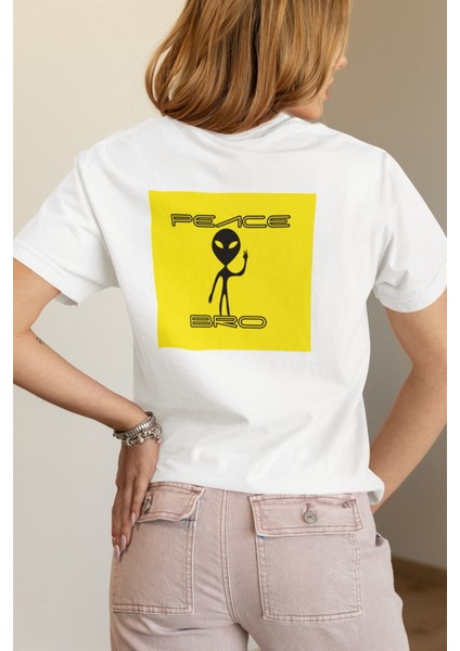 Zuno Kadın Comfort Fit Peace Bro Baskılı T-Shirt