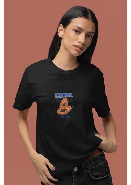 Zuno Kadın Comfort Fit Papaya Baskılı T-Shirt