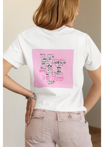 Zuno Kadın Comfort Fit Nyc Newyork Baskılı T-Shirt