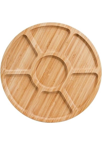 High-Tech 7 Bölmeli Servis Tabağı, 12" Bambu Parti Meze Tepsisi, Atıştırmalıklar, Meyveler, Sebzeler Için 7 Bölmeli Yemek Tabağı, Partiler, Tatiller, Aile Yemekleri Için Mükemmel modelleri